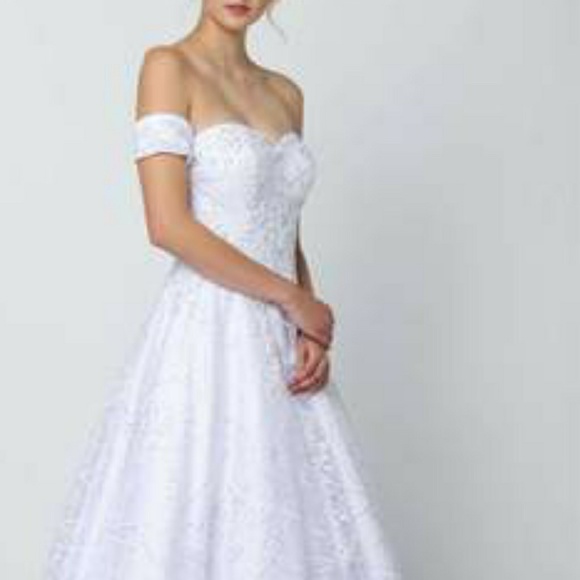 New white wedding gown,evening bridal dress - Picture 3 of 5